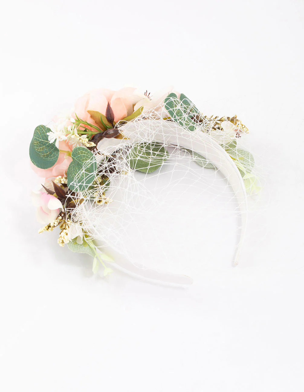 Fabric Flower & Veil Headband - Image 3