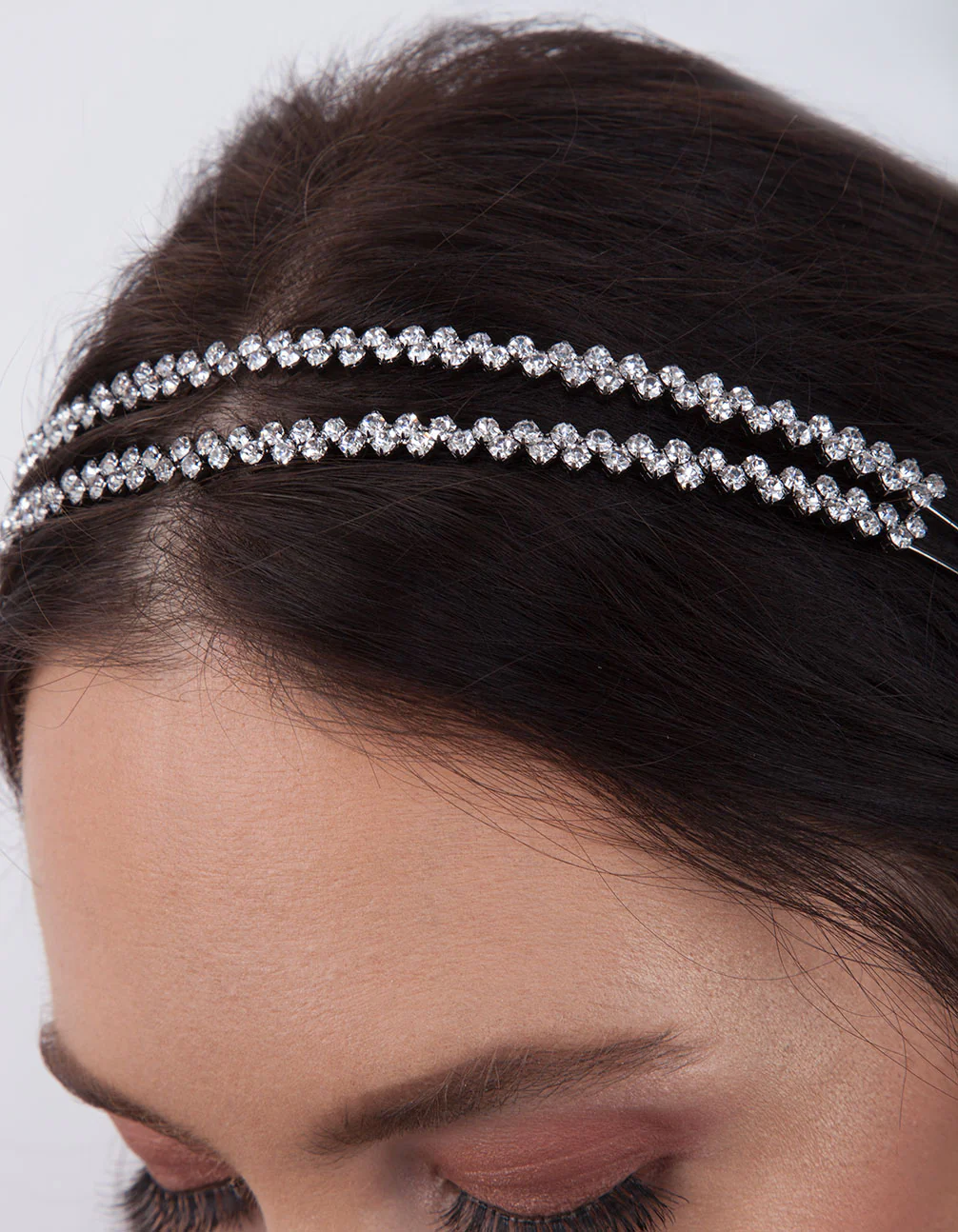 Crystal Gunmetal Double Banded Headband - Image 3