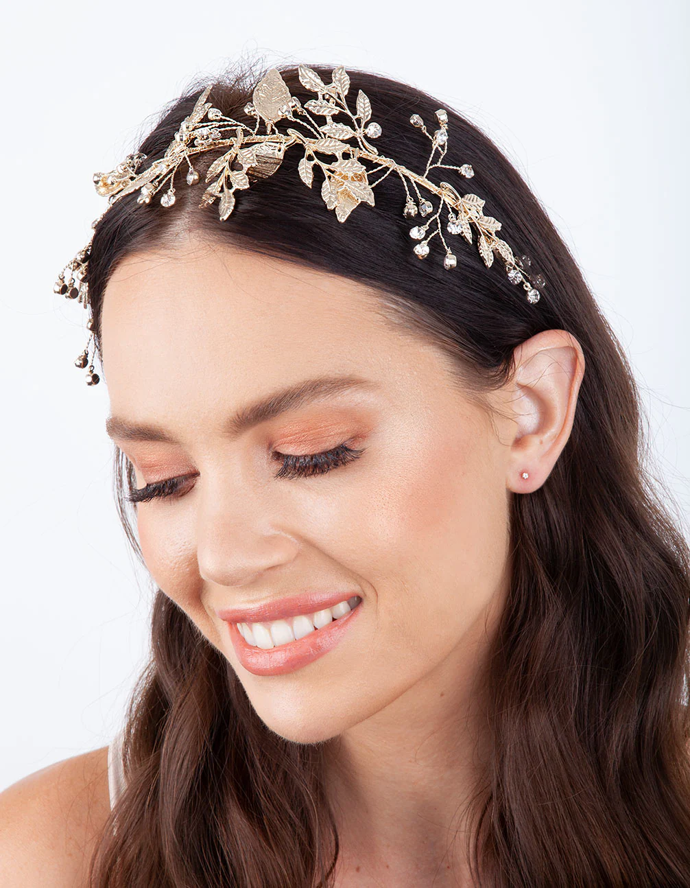 Gold Floral Leaf Wire Headband - Image 2