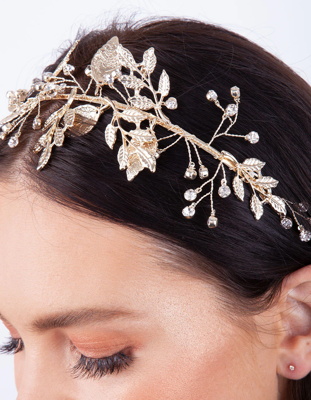 Gold Floral Leaf Wire Headband - Image 3