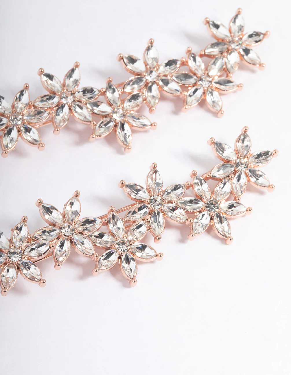 Rose Gold Diamante Flower Hair Pin Pack - Image 2