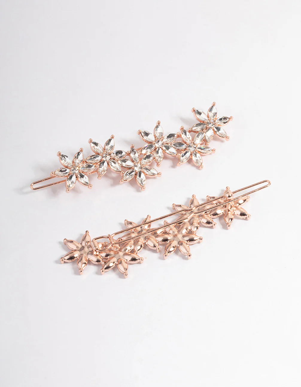 Rose Gold Diamante Flower Hair Pin Pack - Image 3