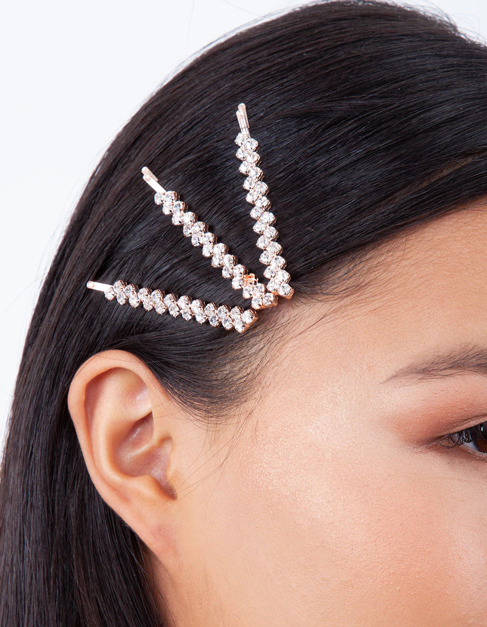 Rose Gold Diamante Zig Zag Pin Set - Image 3