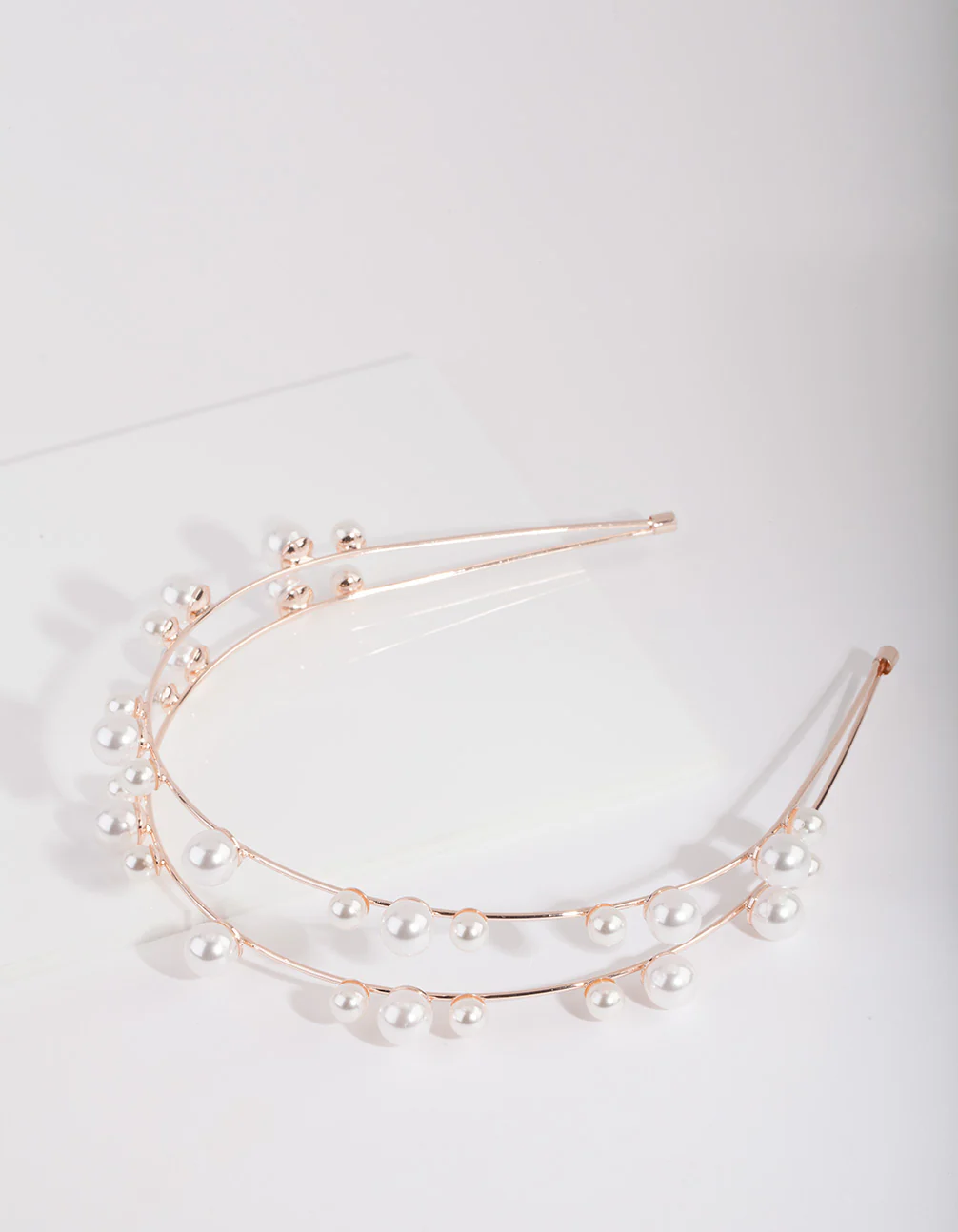 Rose Gold Double Pearl Row Headband - Image 2