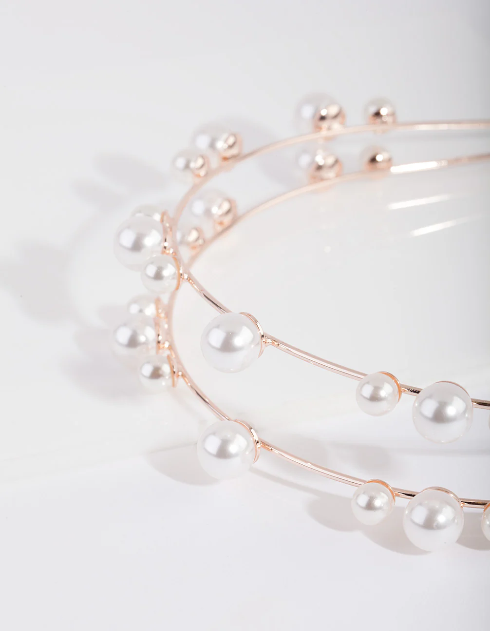 Rose Gold Double Pearl Row Headband - Image 3