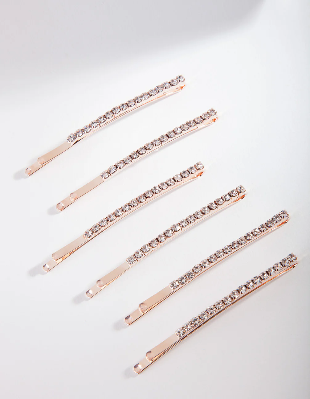 Rose Gold Fine Diamante Clip 6-Pack - Image 2