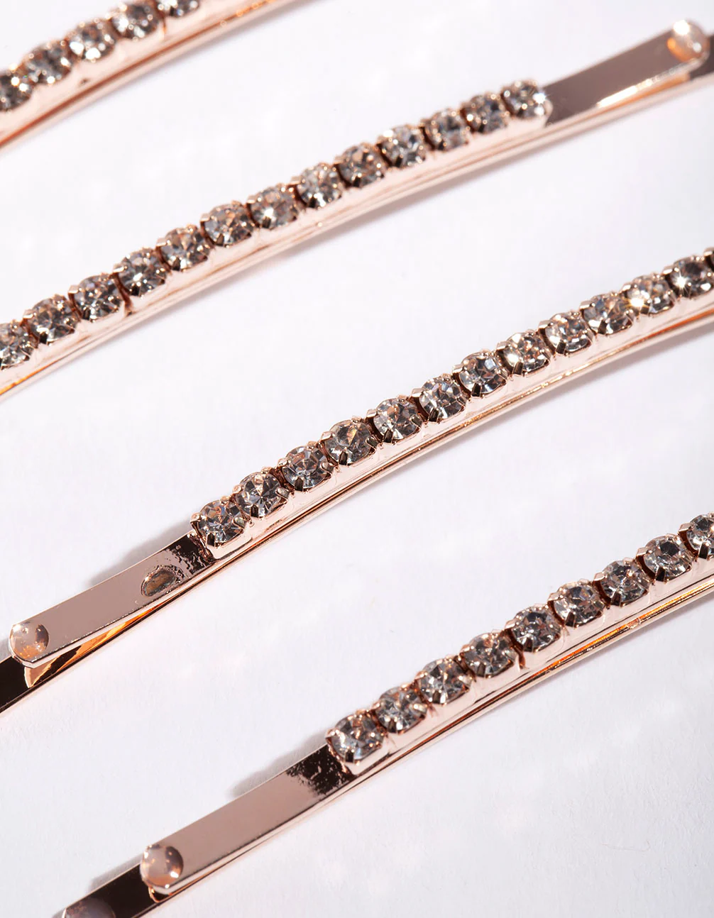 Rose Gold Fine Diamante Clip 6-Pack - Image 3