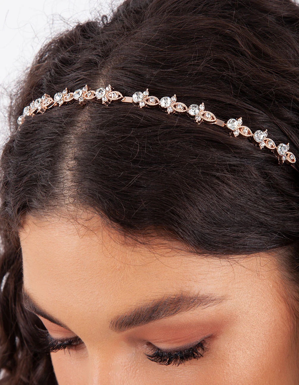 Rose Gold Mini Flower Diamante Headband - Image 3