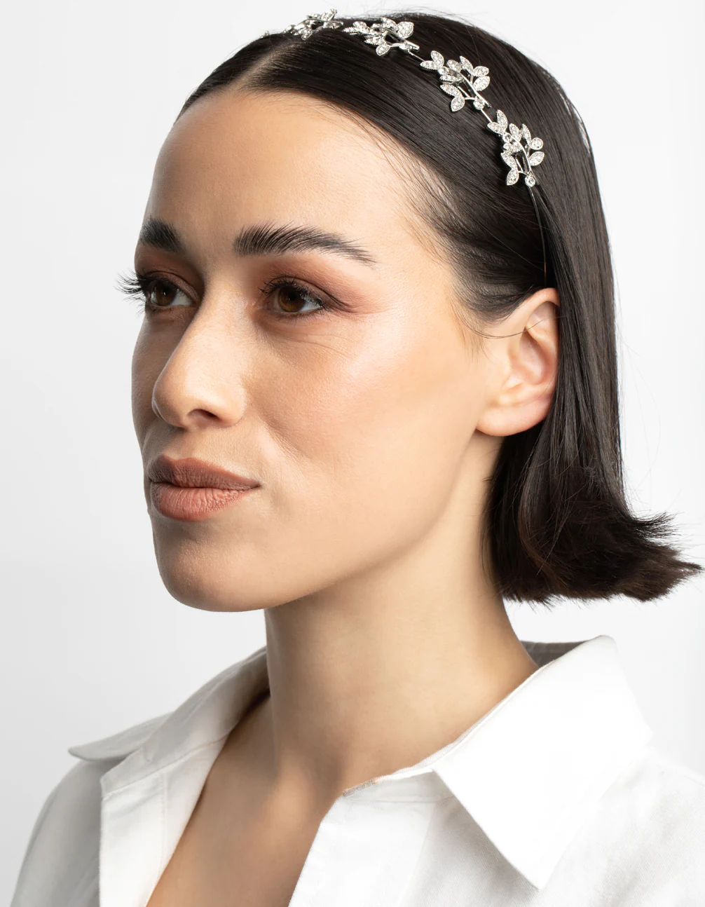 Silver Diamante Leaf Cluster Headband - Image 2