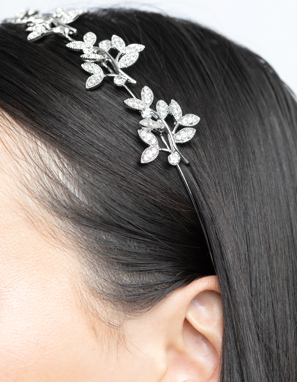 Silver Diamante Leaf Cluster Headband - Image 5