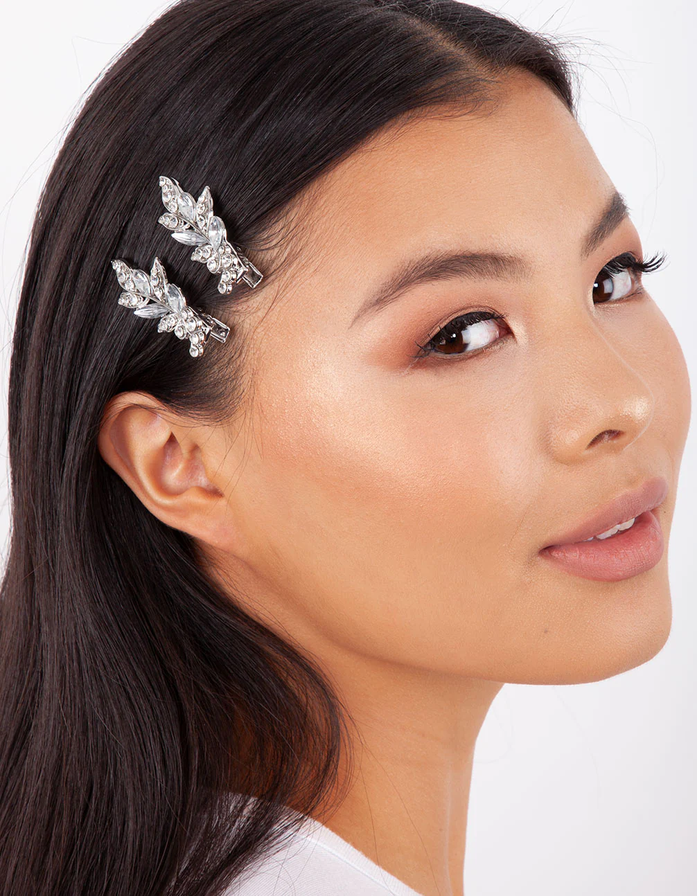 Silver Diamante Leaf Clip Pack - Image 2
