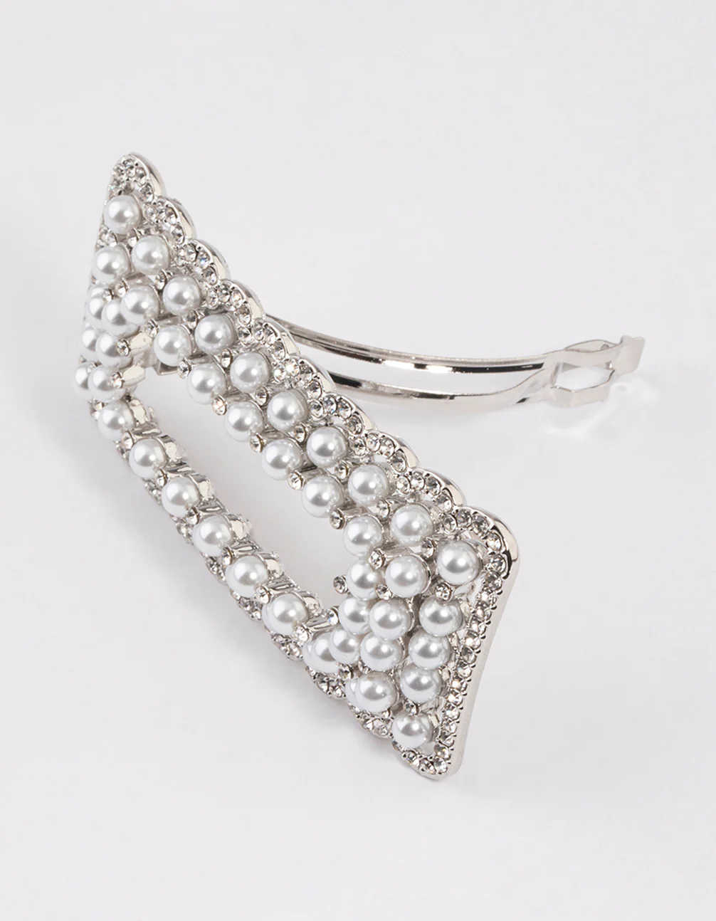 Silver Pearl Barrette Hair Clip - Image 2
