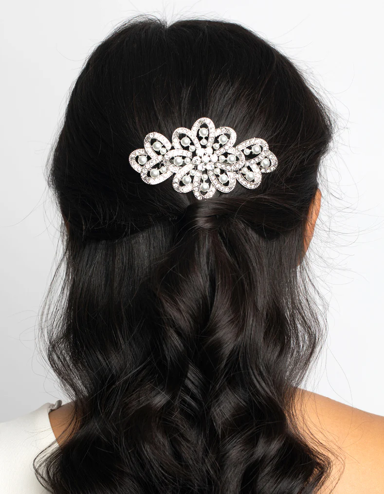 Silver Pearl & Diamante Comb - Image 2