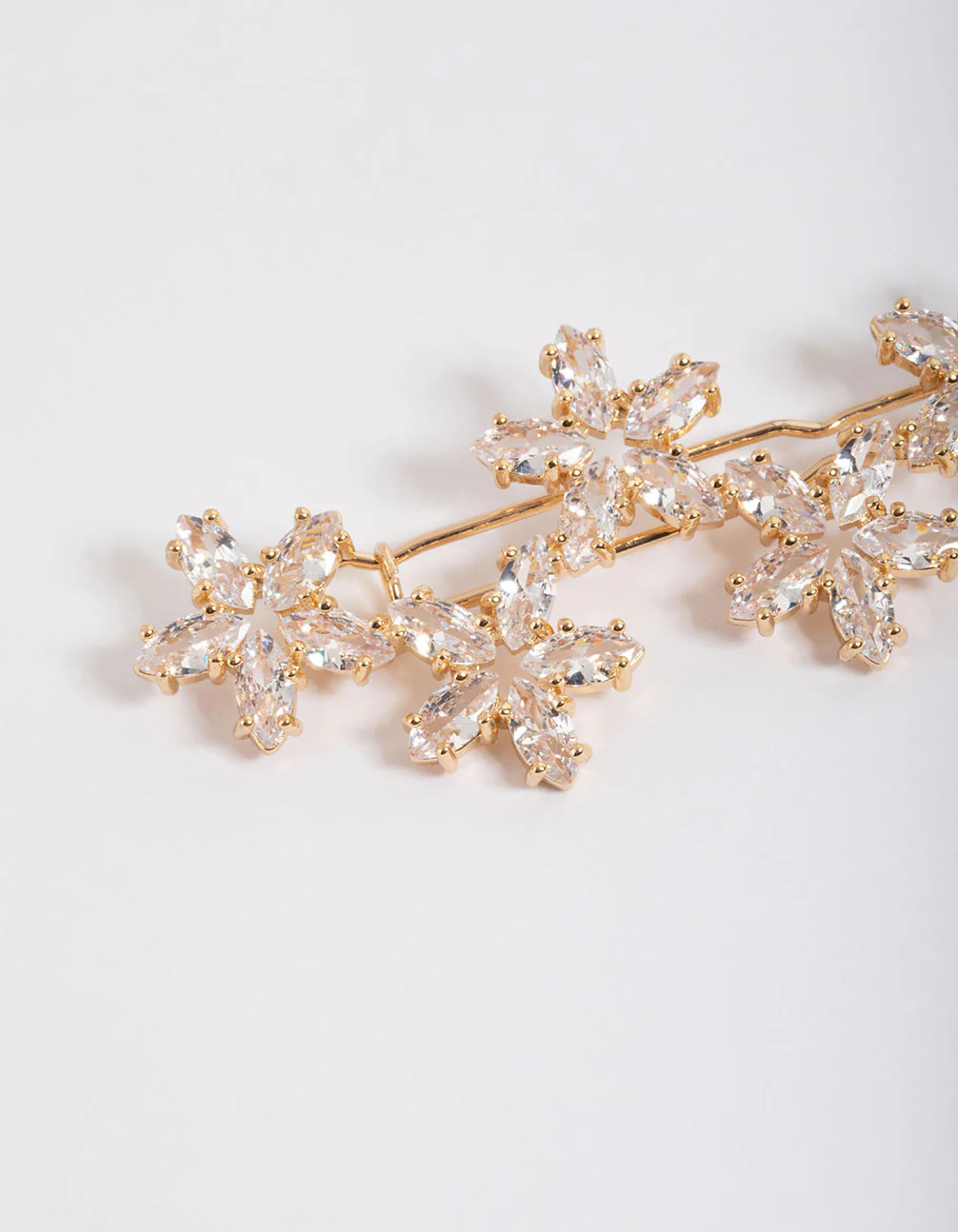 Gold Diamante Flower Hair Clip - Image 2