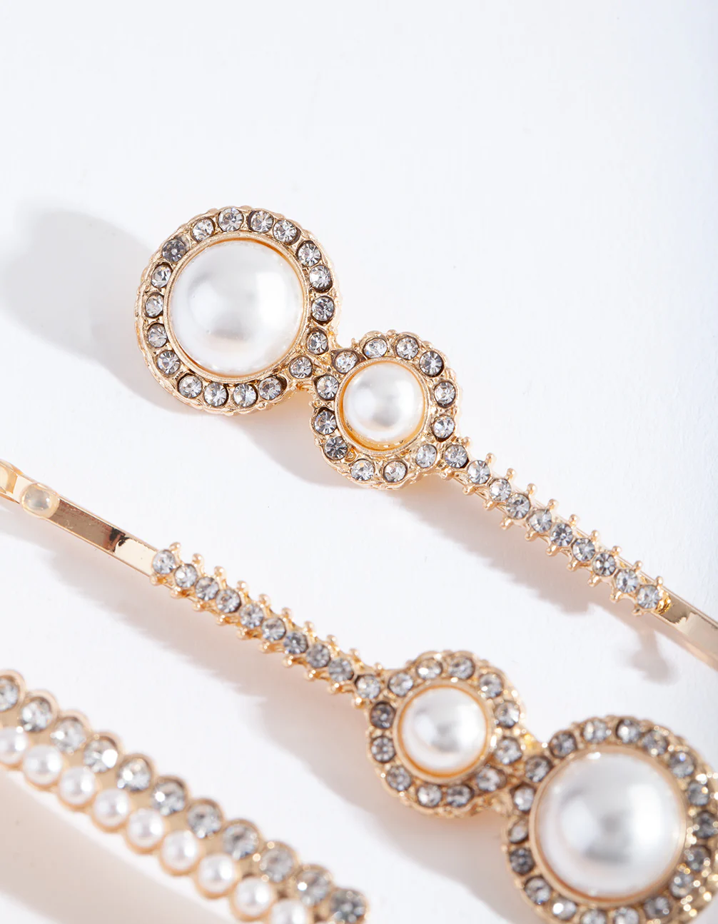 Gold Diamante Pearl Hair Clip 4-Pack - Image 5
