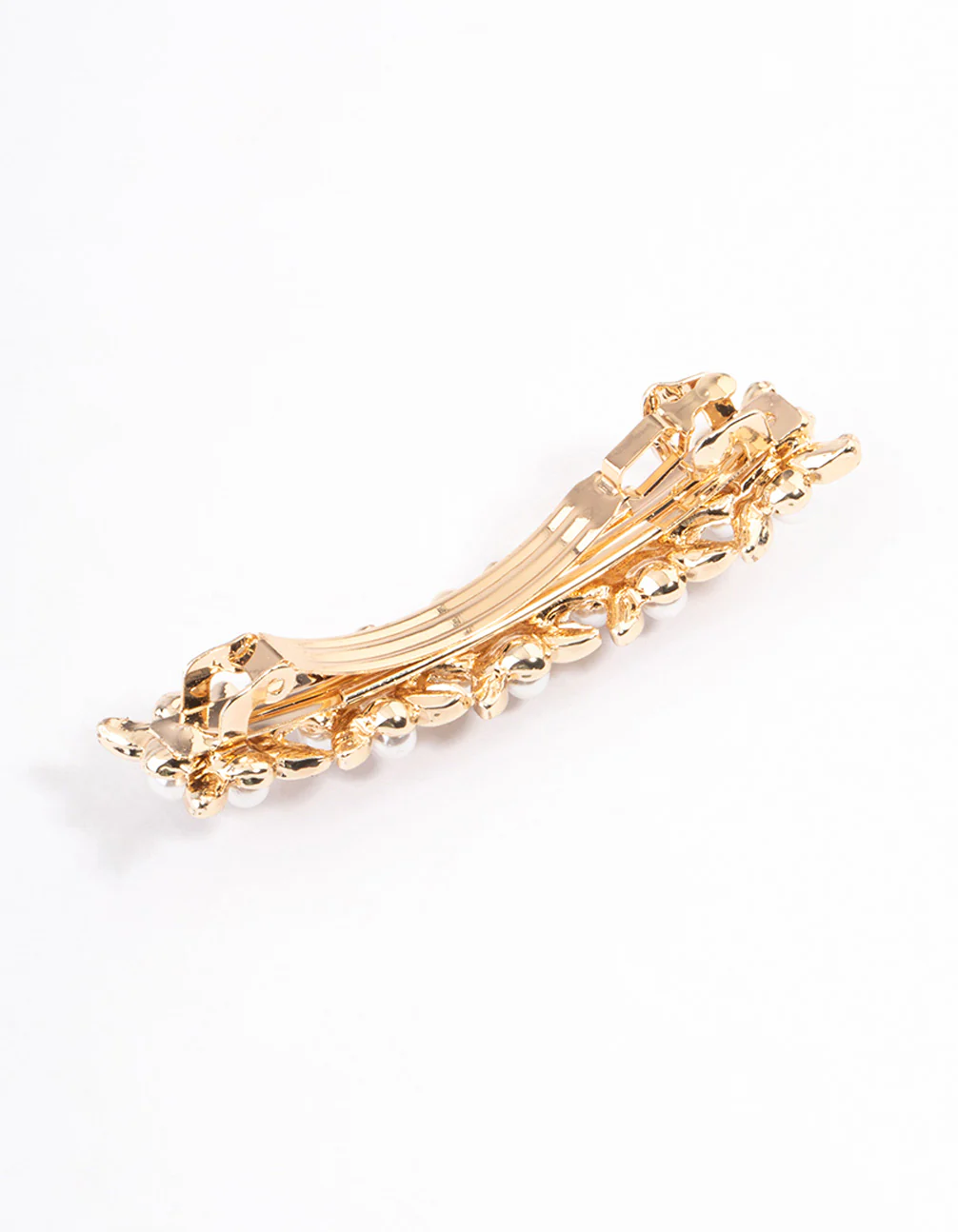 Gold Diamante & Pearl Floral Hair Clip - Image 3