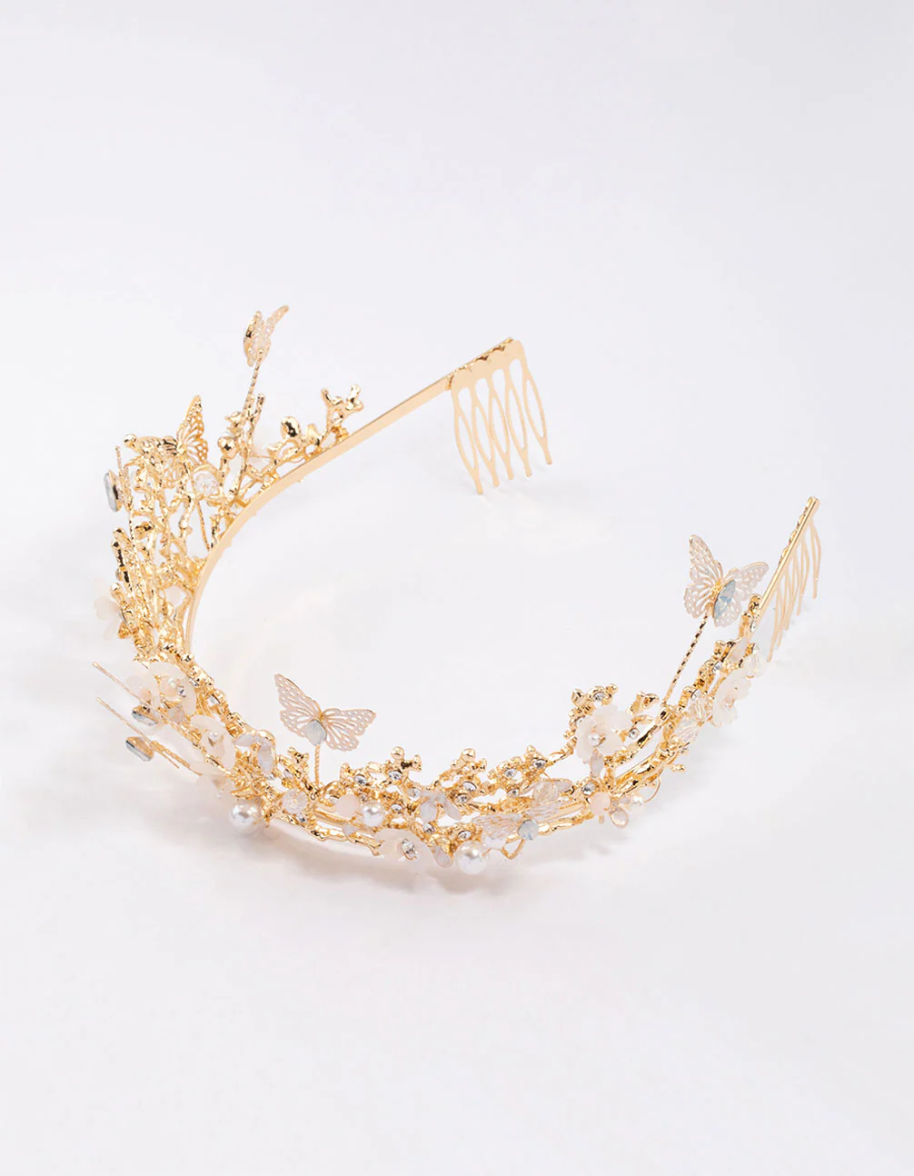 Gold Flower Butterfly Crown - Image 3