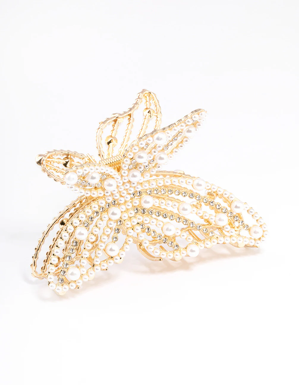 Gold Pearl Butterfly Hair Claw - Image 2