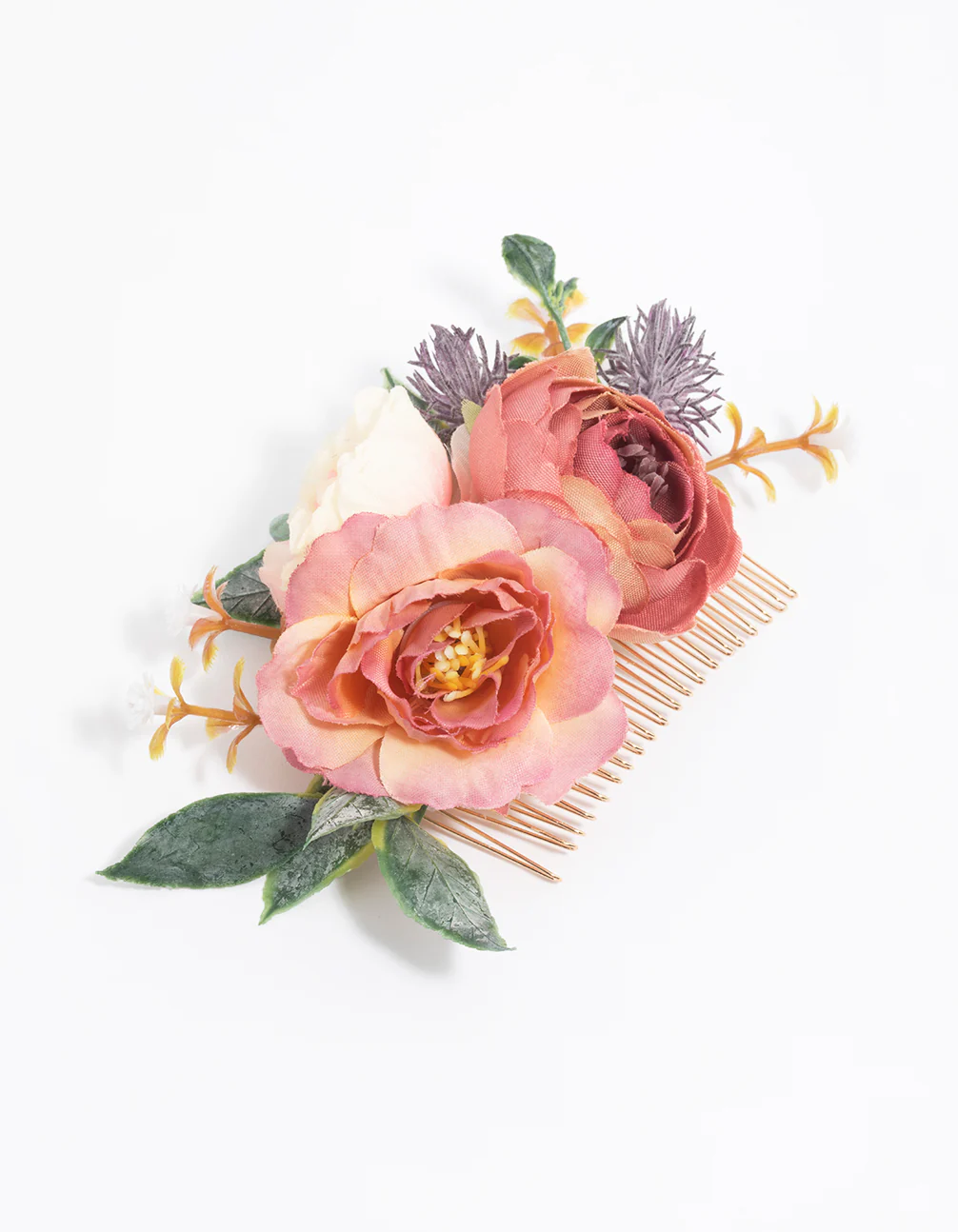 Gold Rose Flower Comb - Image 3