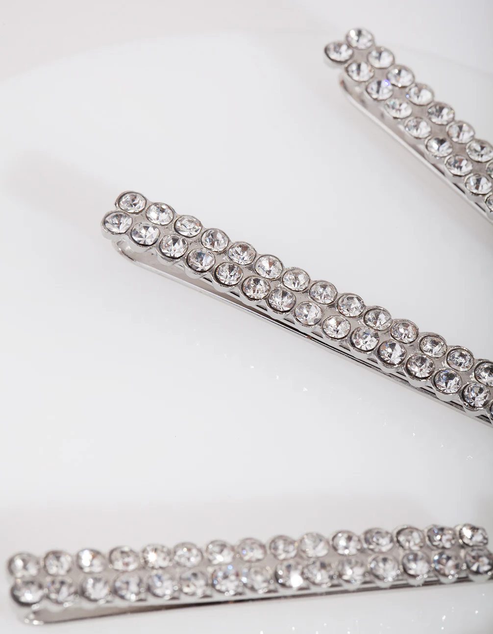 Silver Double Row Diamante Clip 4-Pack - Image 2