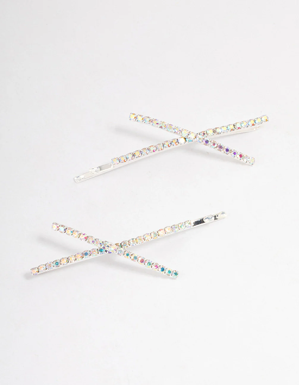 Silver Cross Slide Hair Clips Pack