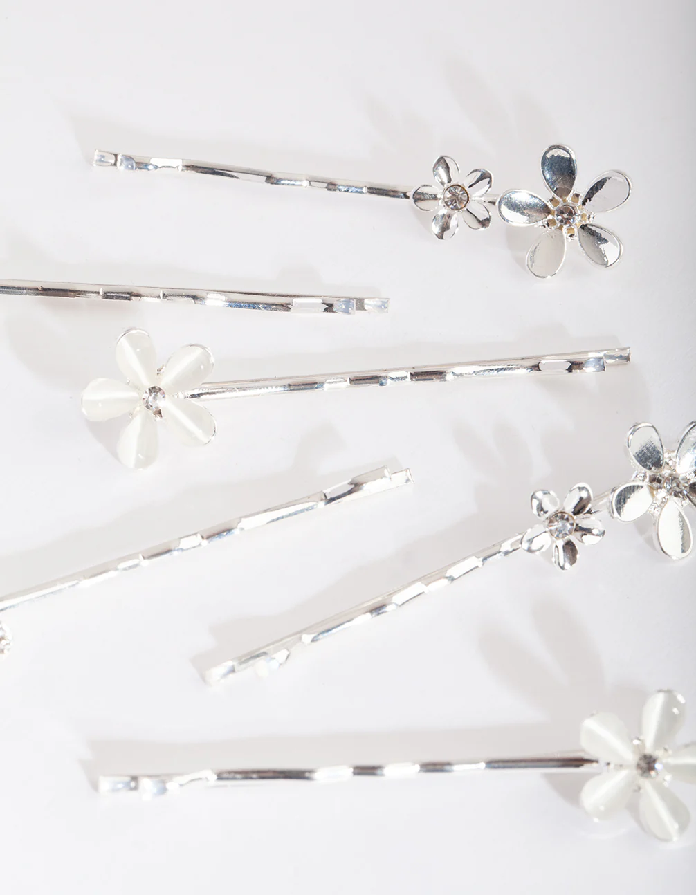 Silver Floral Stone Hair Clip Pack - Image 4