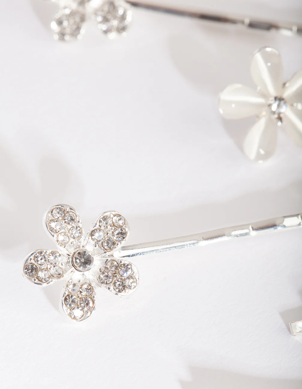 Silver Floral Stone Hair Clip Pack - Image 5