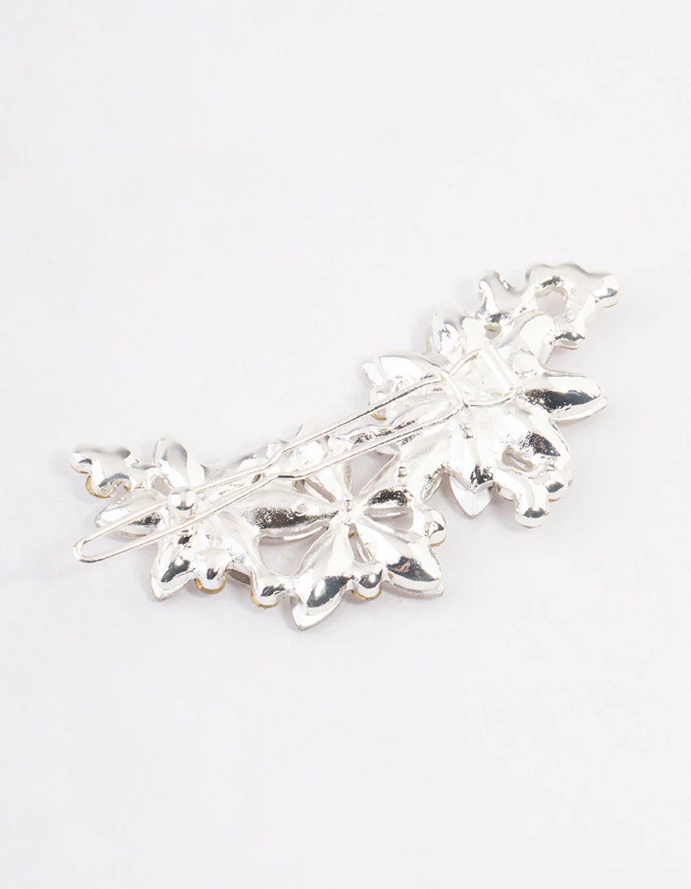 Silver Crystal & Diamante Flower Hair Clips - Image 3
