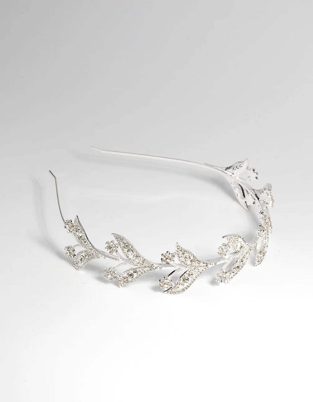Silver Diamante Encrusted Leaf Headband - Image 3