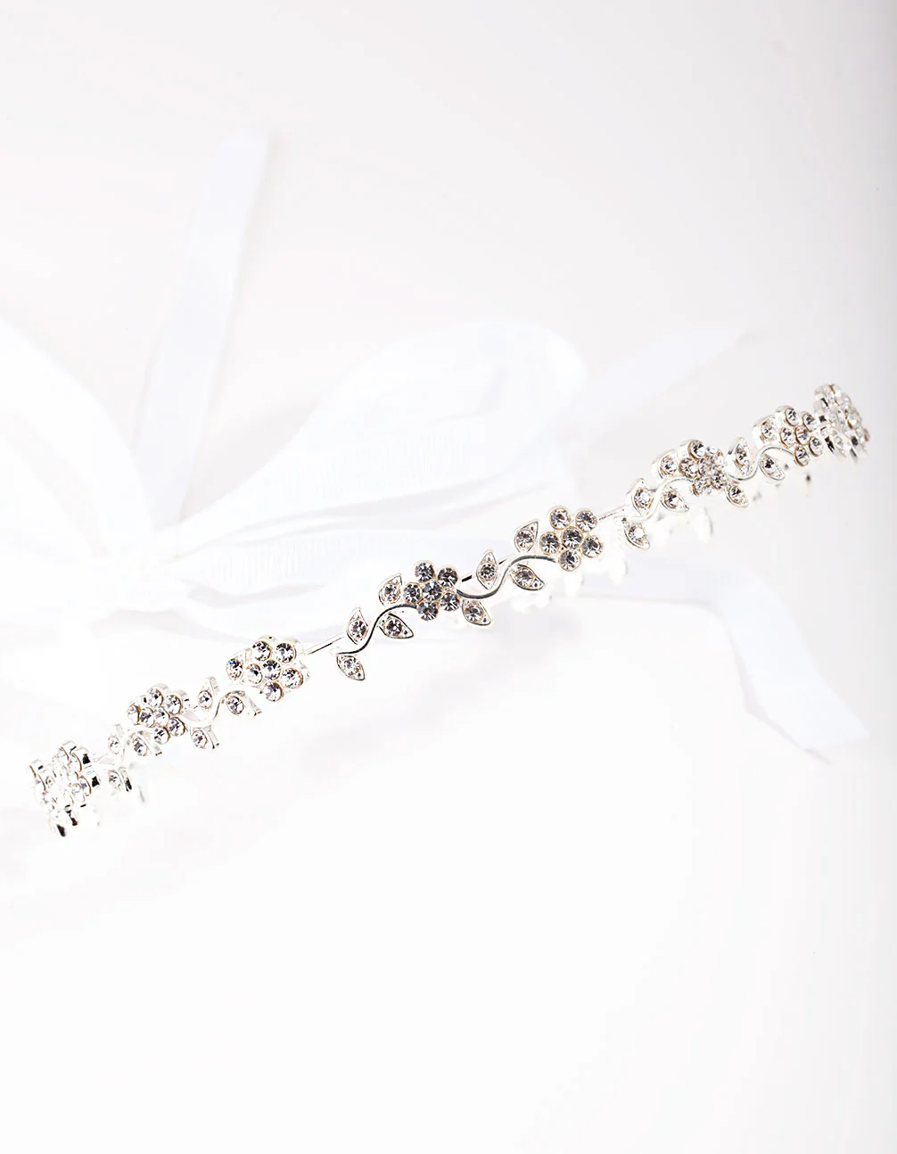 Silver Diamante Flower Tie Halo Headband - Image 2