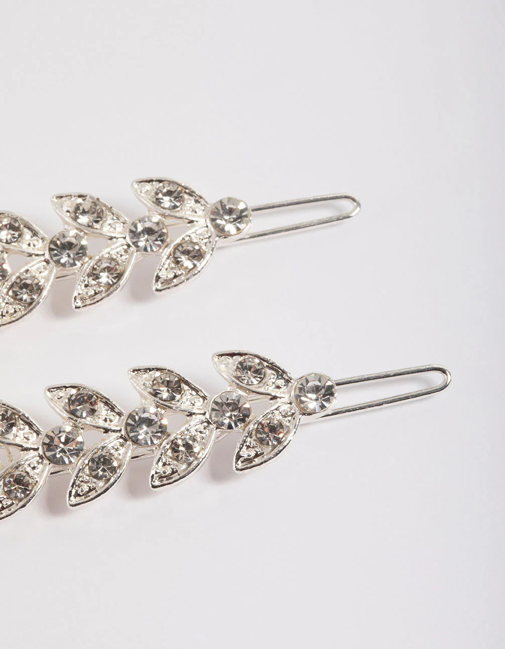 Silver Diamante Leaf Clips Pack - Image 2