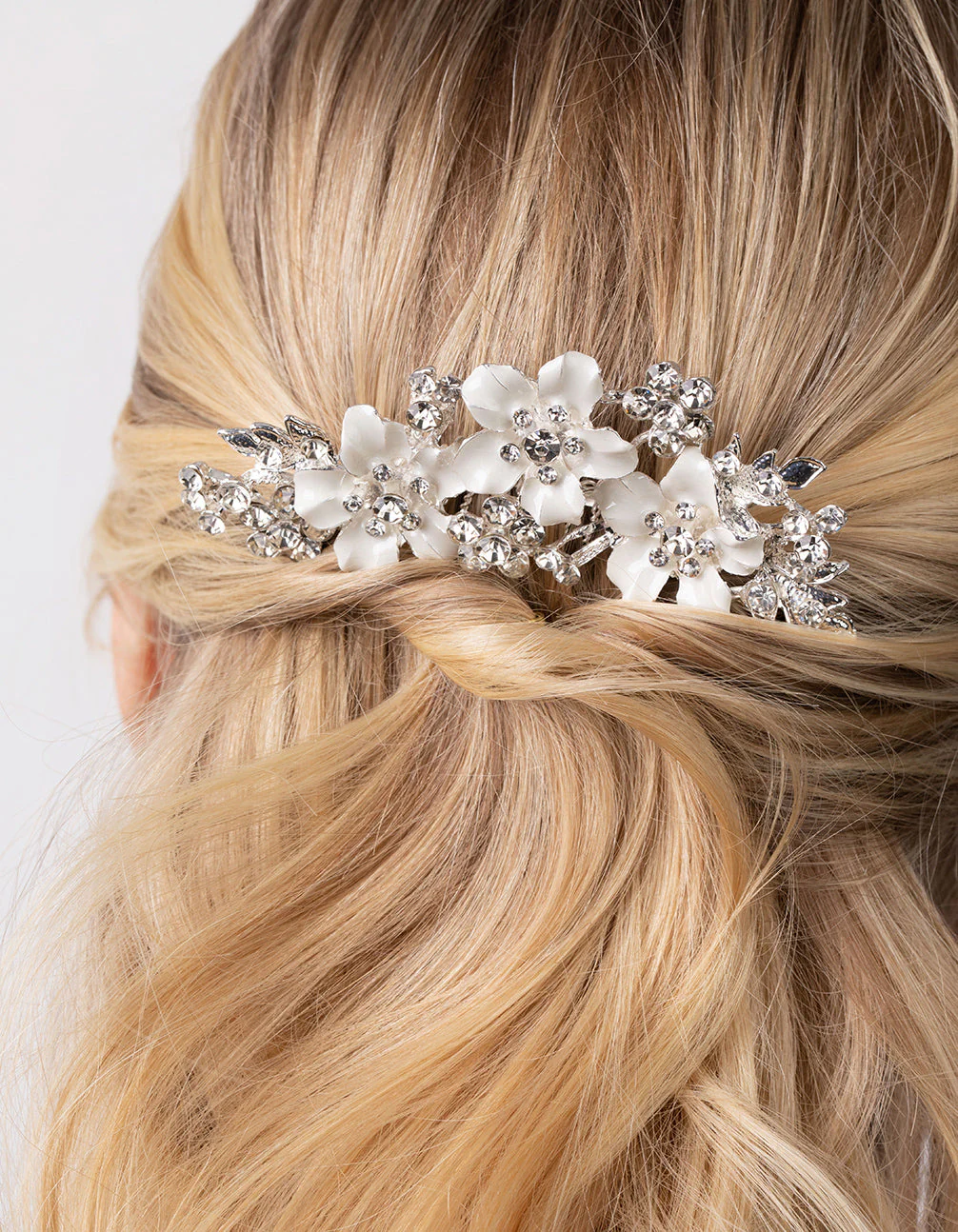 Silver Flower & Crystal Comb - Image 2