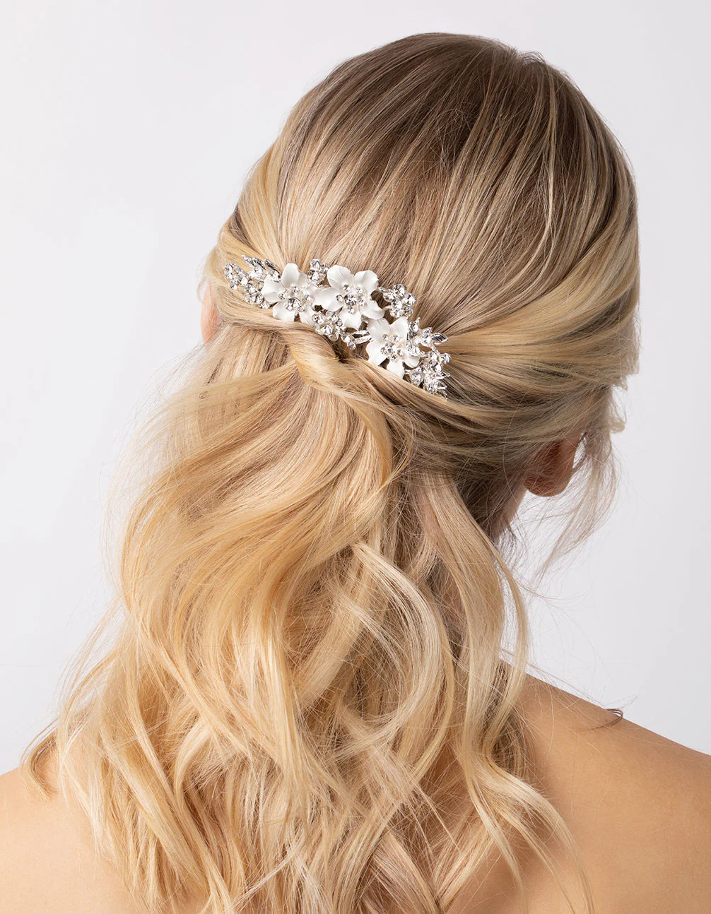 Silver Flower & Crystal Comb - Image 3