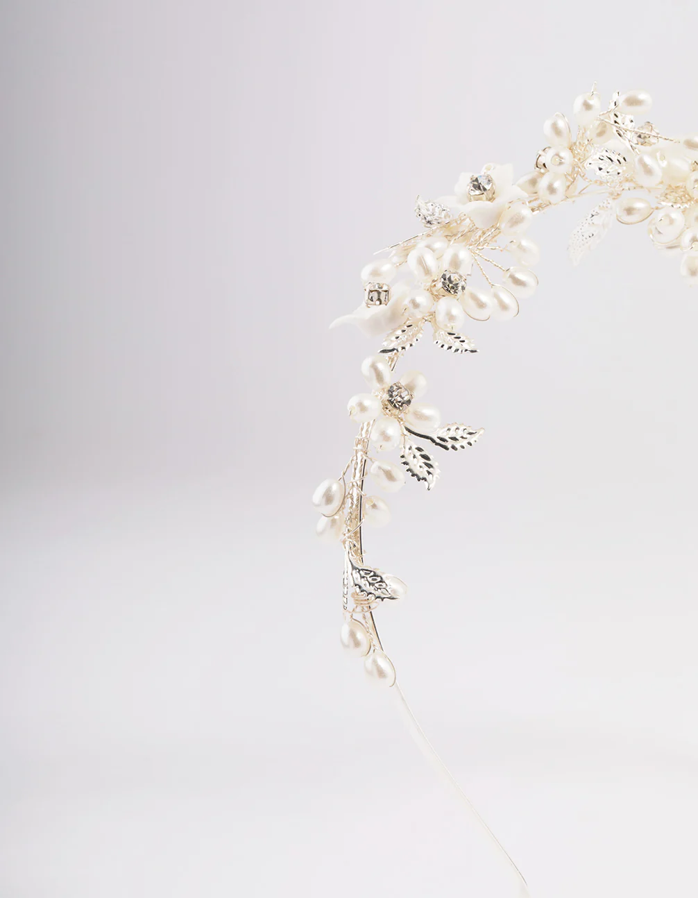 Silver Flower & Leaf Vine Headband - Image 2