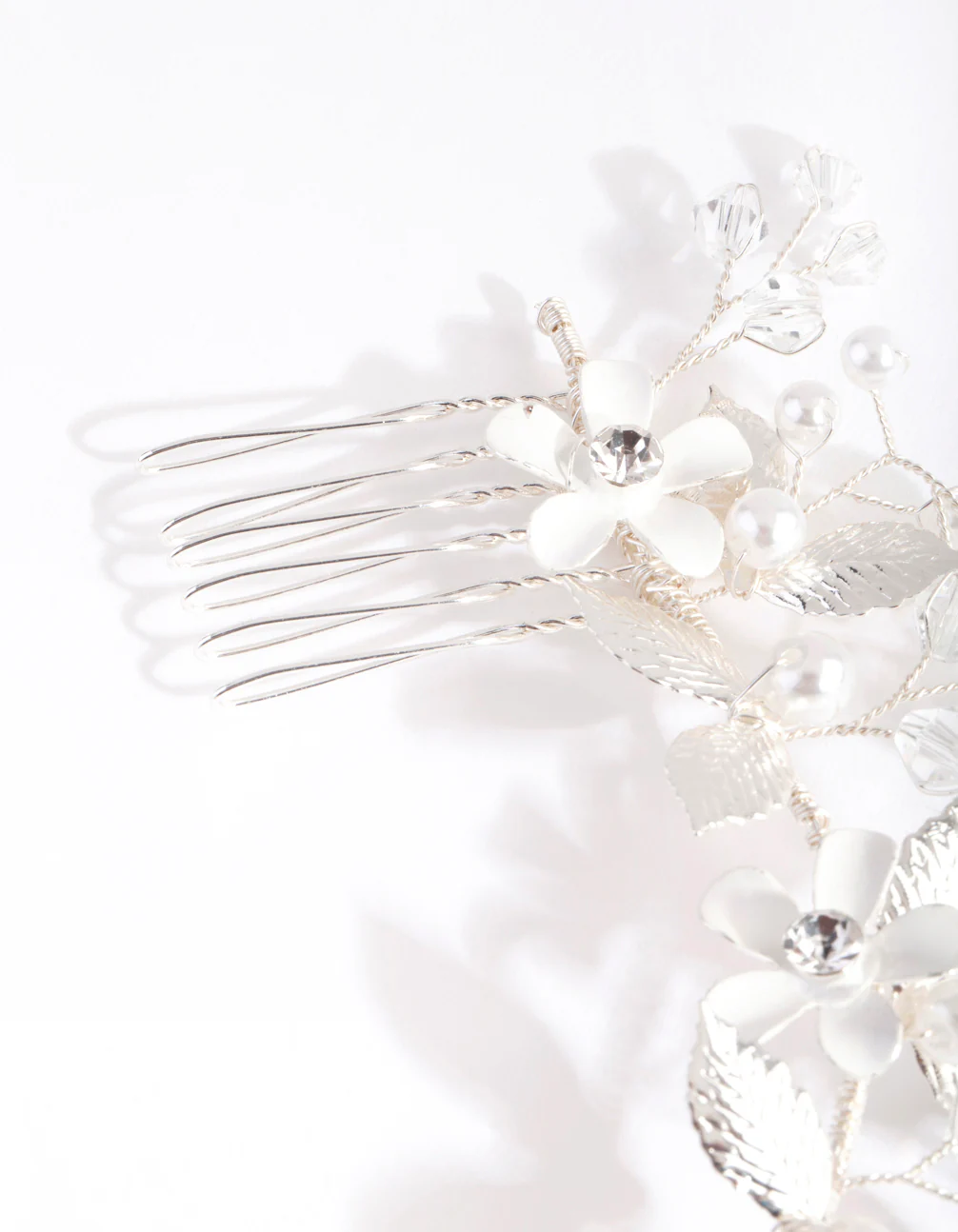 Silver Pearl Flower Hair Wrap - Image 3