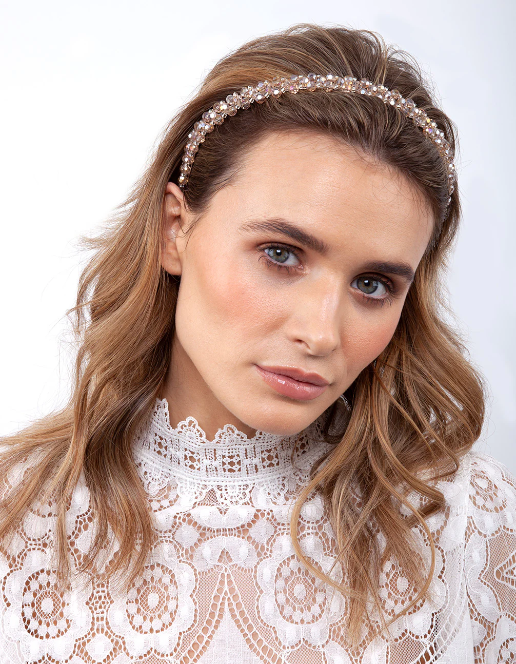 Silver Neutral Glass Bead Headband - Image 2