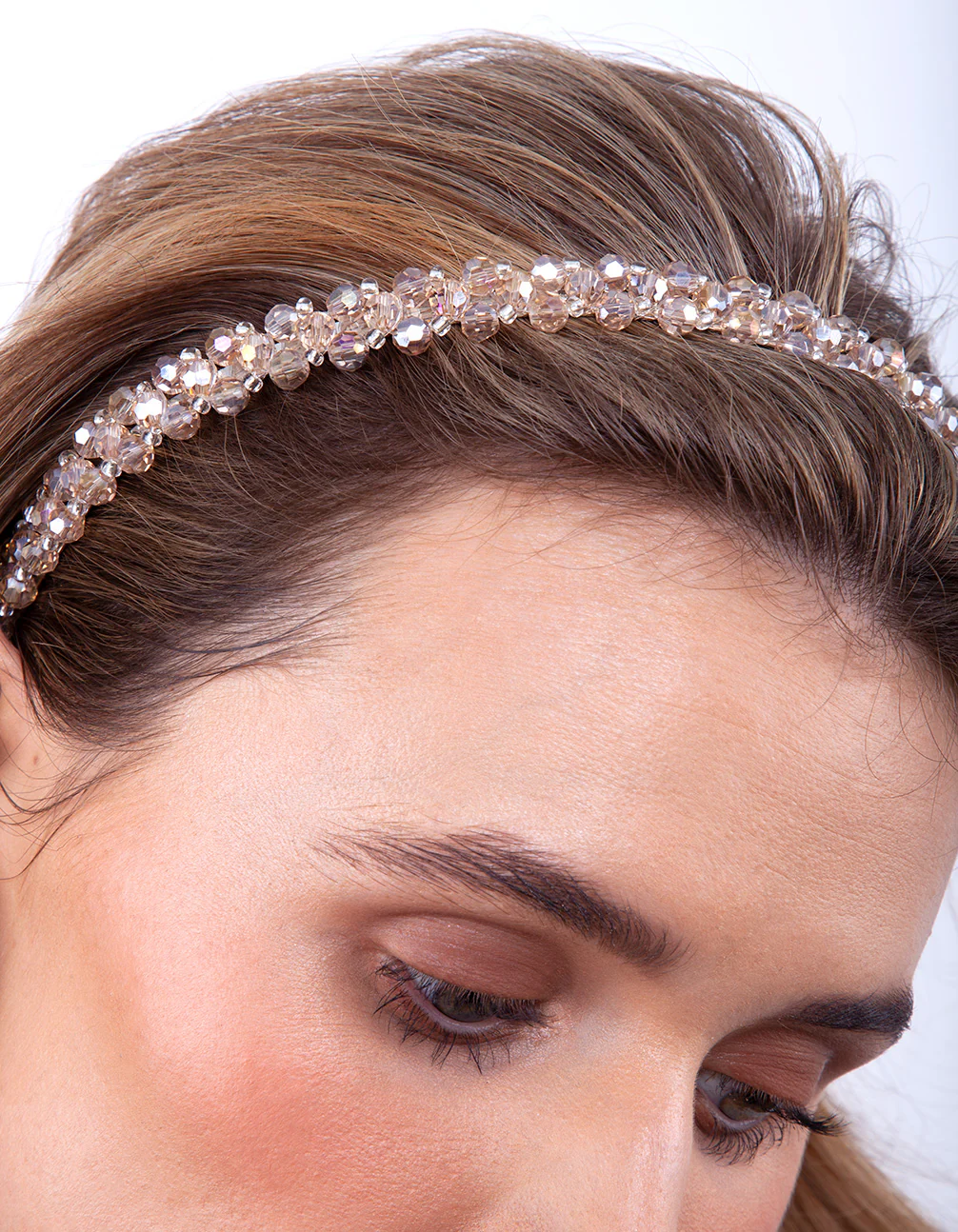 Silver Neutral Glass Bead Headband - Image 3