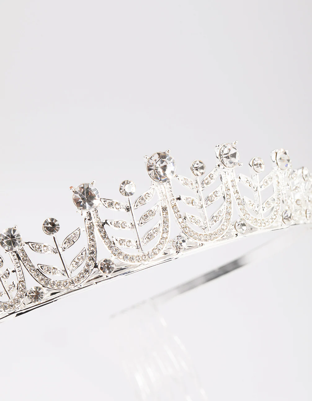 Silver Leaf Delicate Crown Headband - Image 3