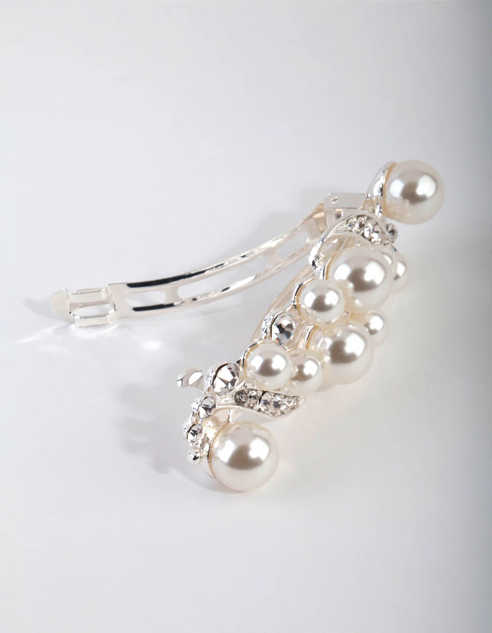 Silver Pearl Crystal Hair Clip - Image 2