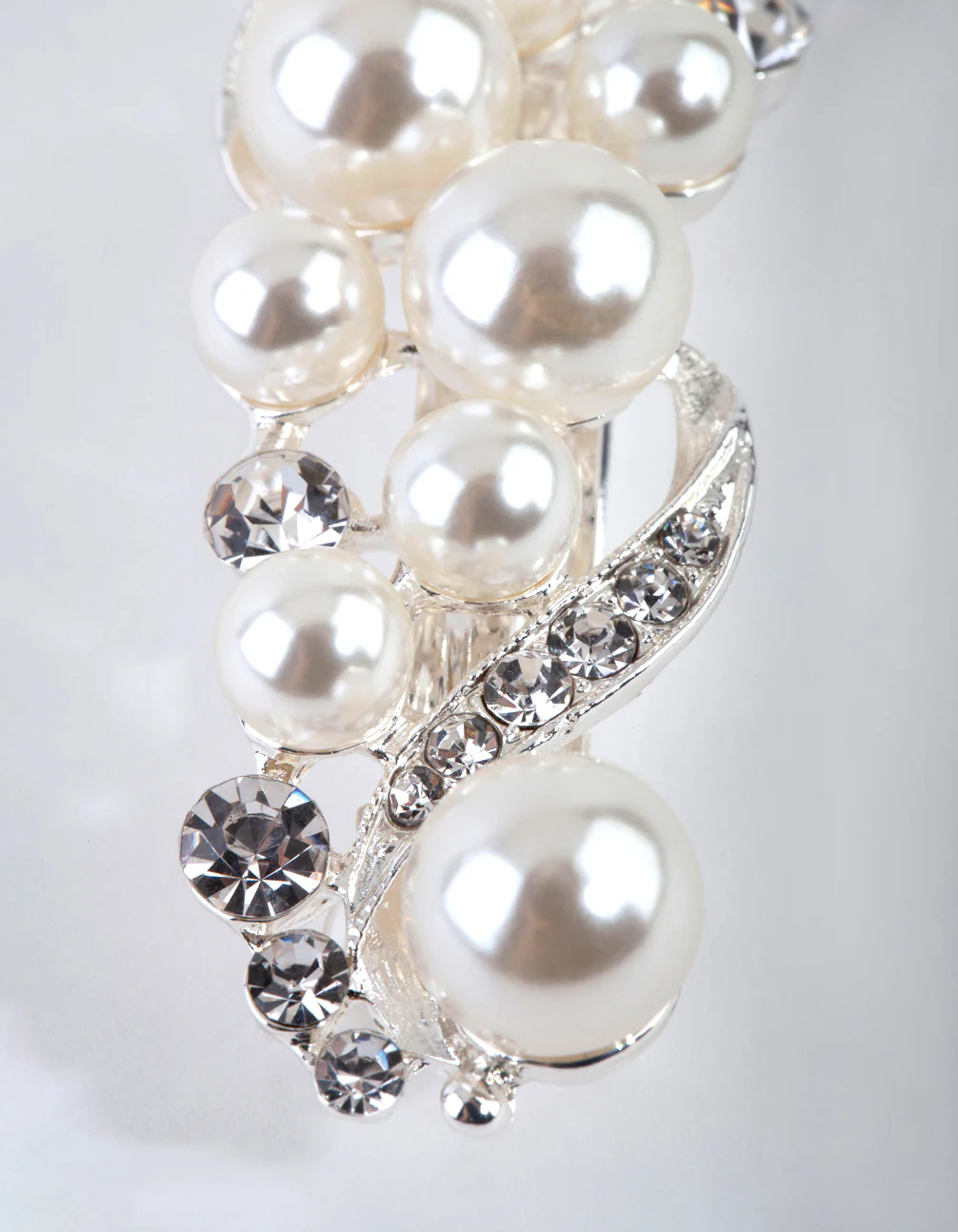 Silver Pearl Crystal Hair Clip - Image 3