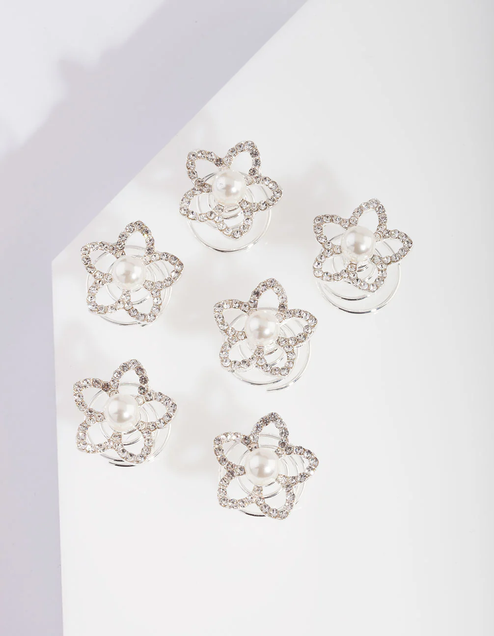 Flower Pearl Hair Jewels 6-Pack - Image 2