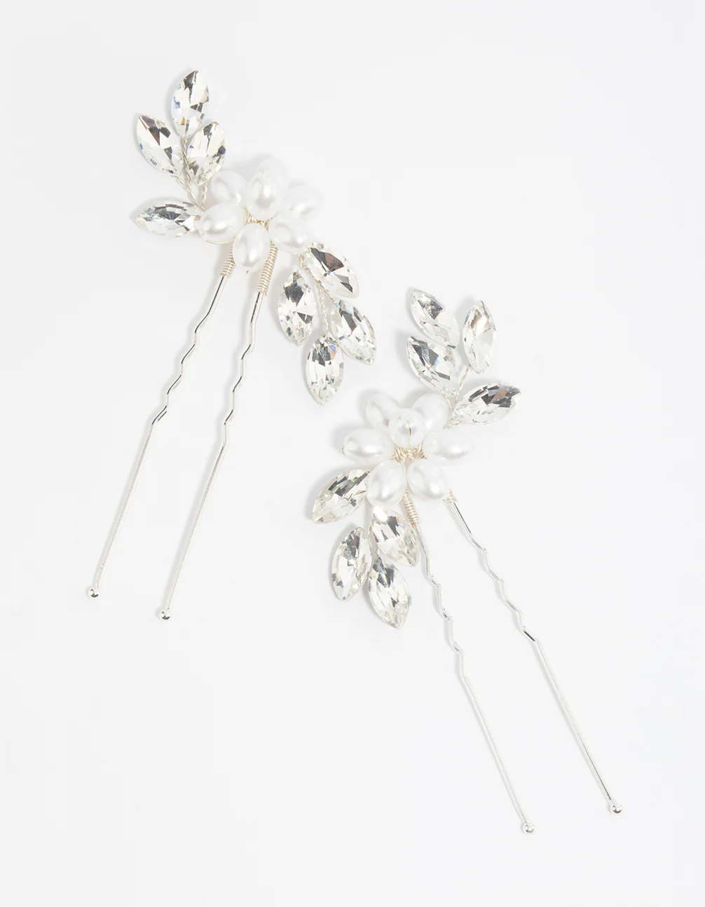Silver Pearl Flower Diamante Pin Pack - Image 3