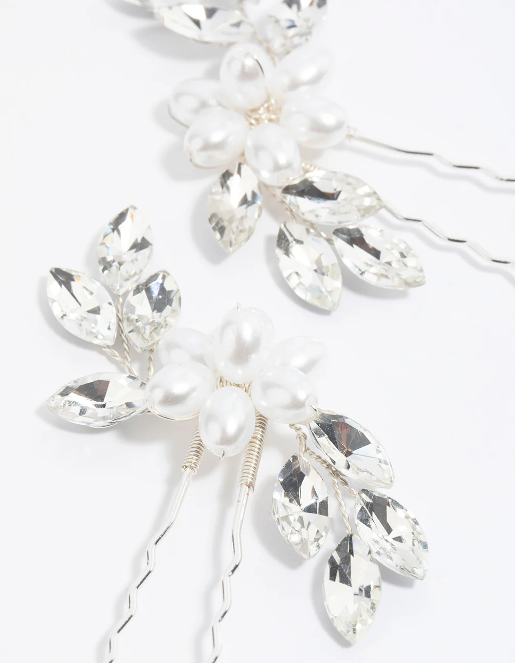 Silver Pearl Flower Diamante Pin Pack - Image 4