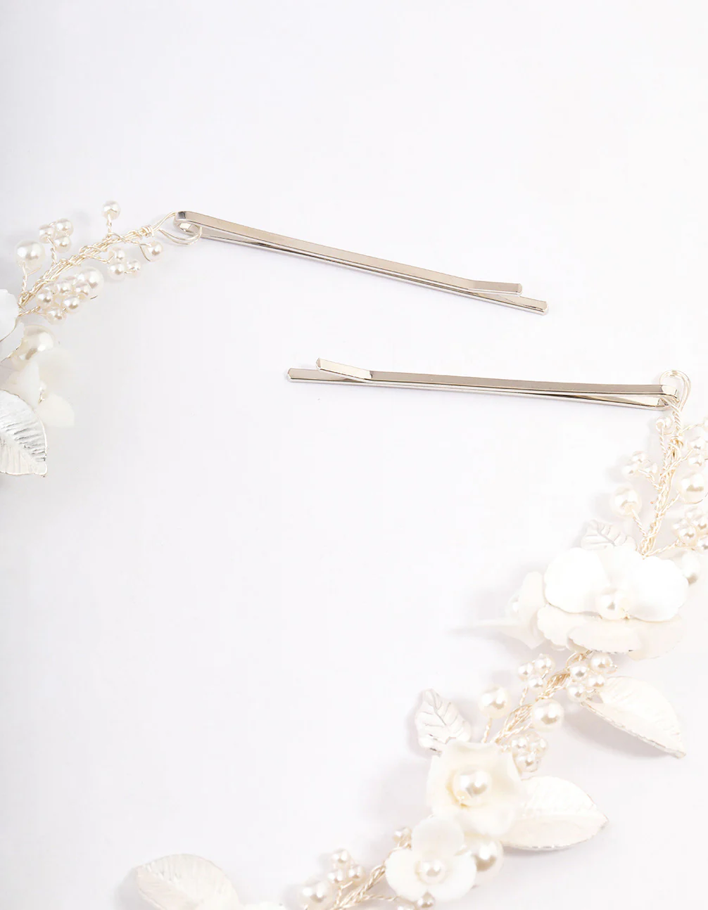 Silver Pearl Floral Hair Drape - Image 2