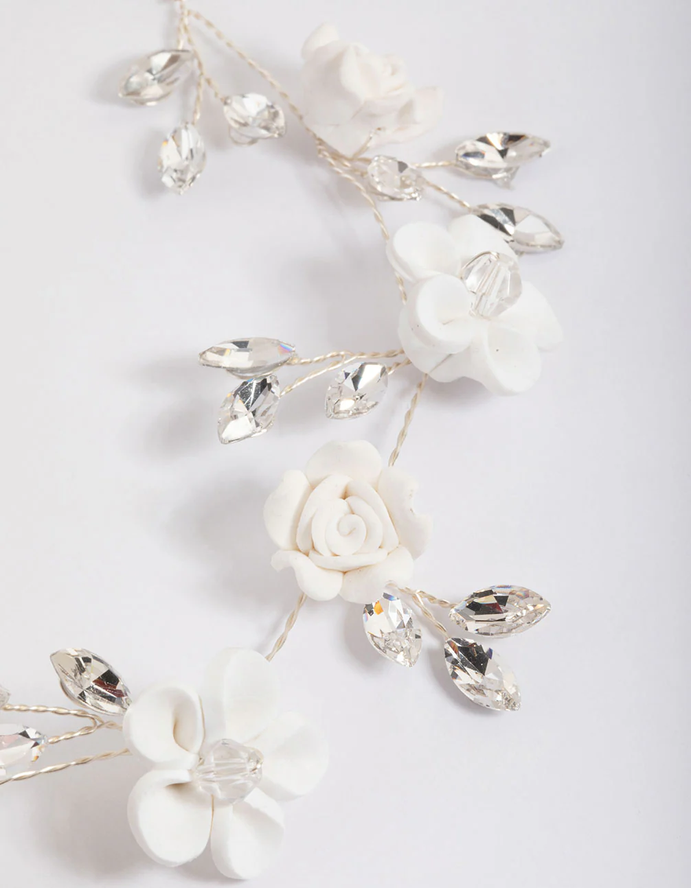 Silver White Flower Hair Drape - Image 3