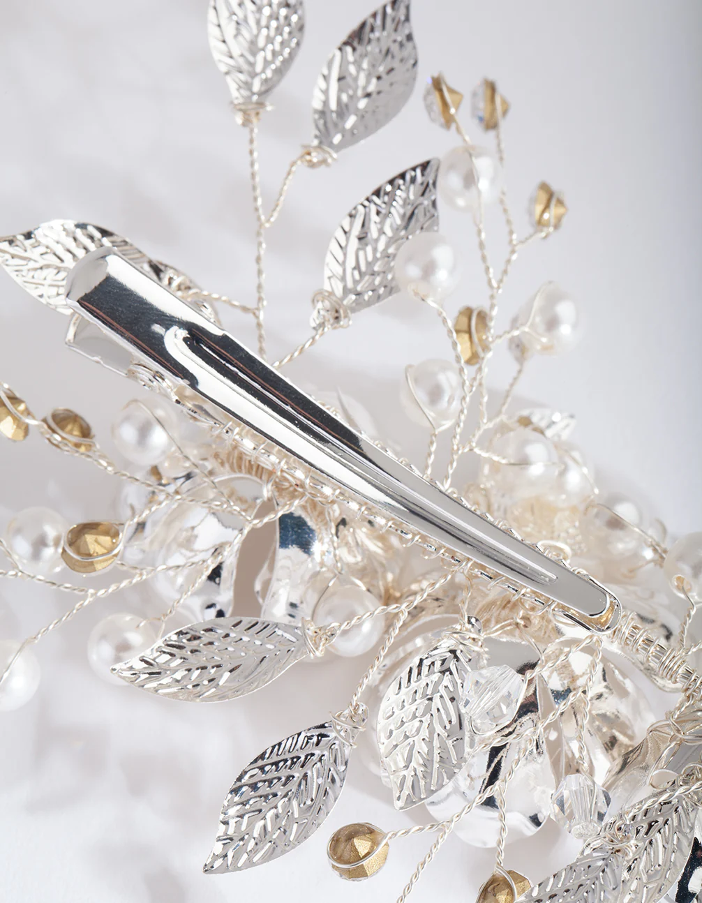 Silver White Floral Hair Clip - Image 5