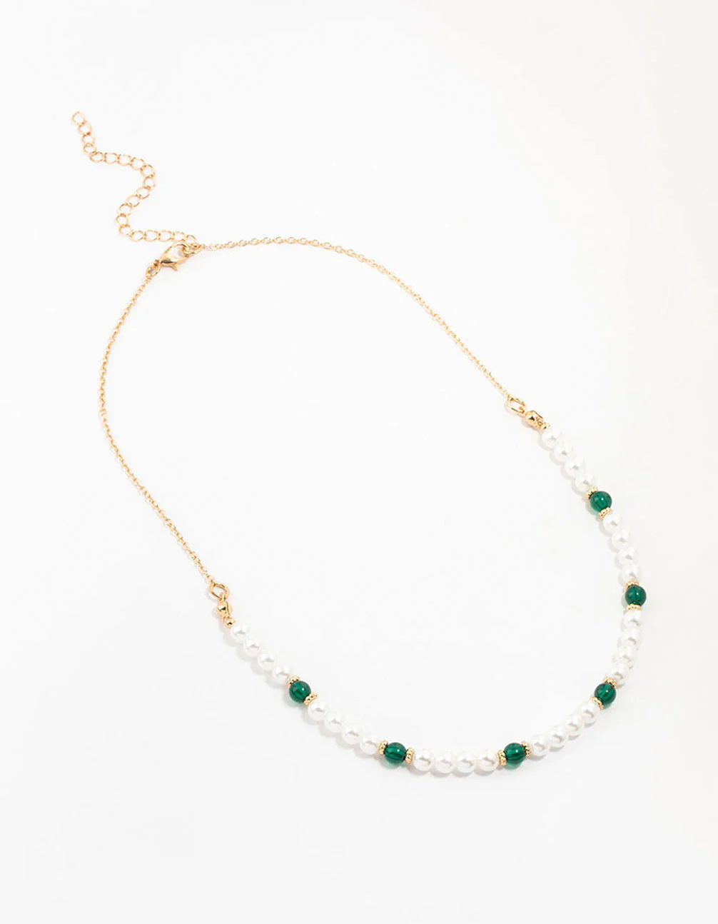 Pearl & Green Beads Necklace - Image 2