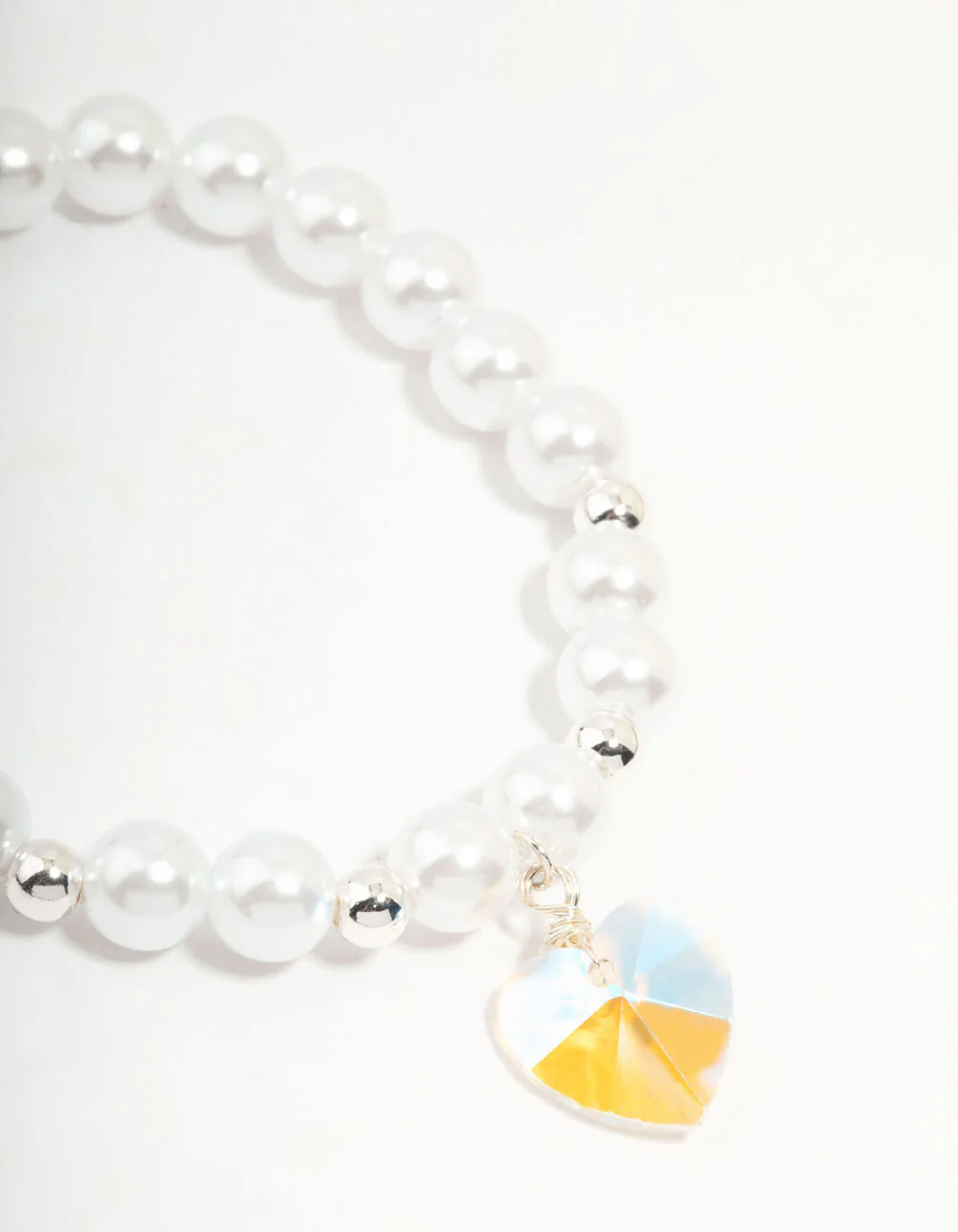 Beaded Pearl Heart Charm Bracelet - Image 2