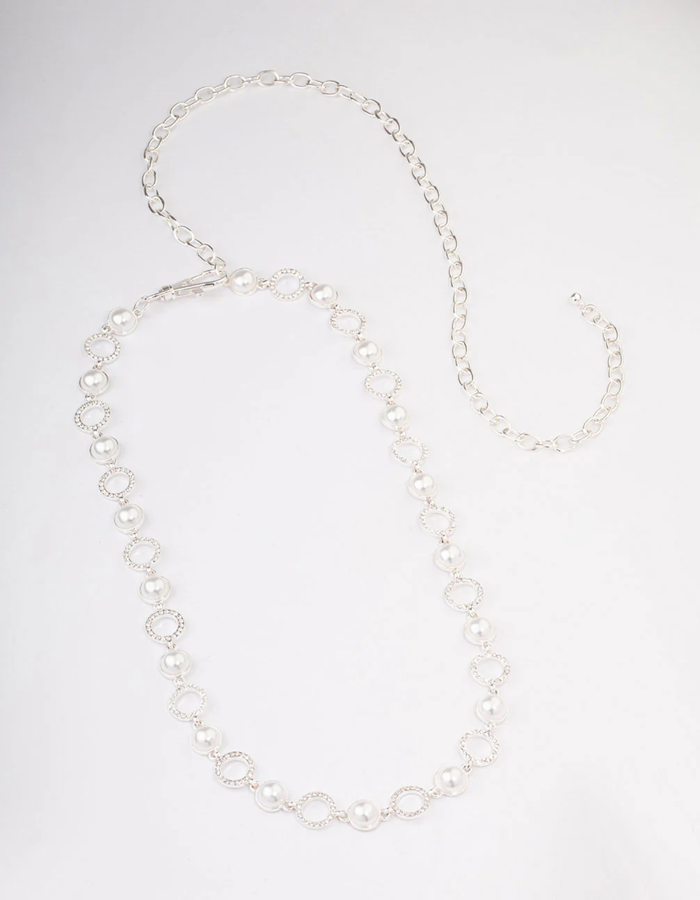 Silver Pearl & Diamante Open Circle Belt - Image 2
