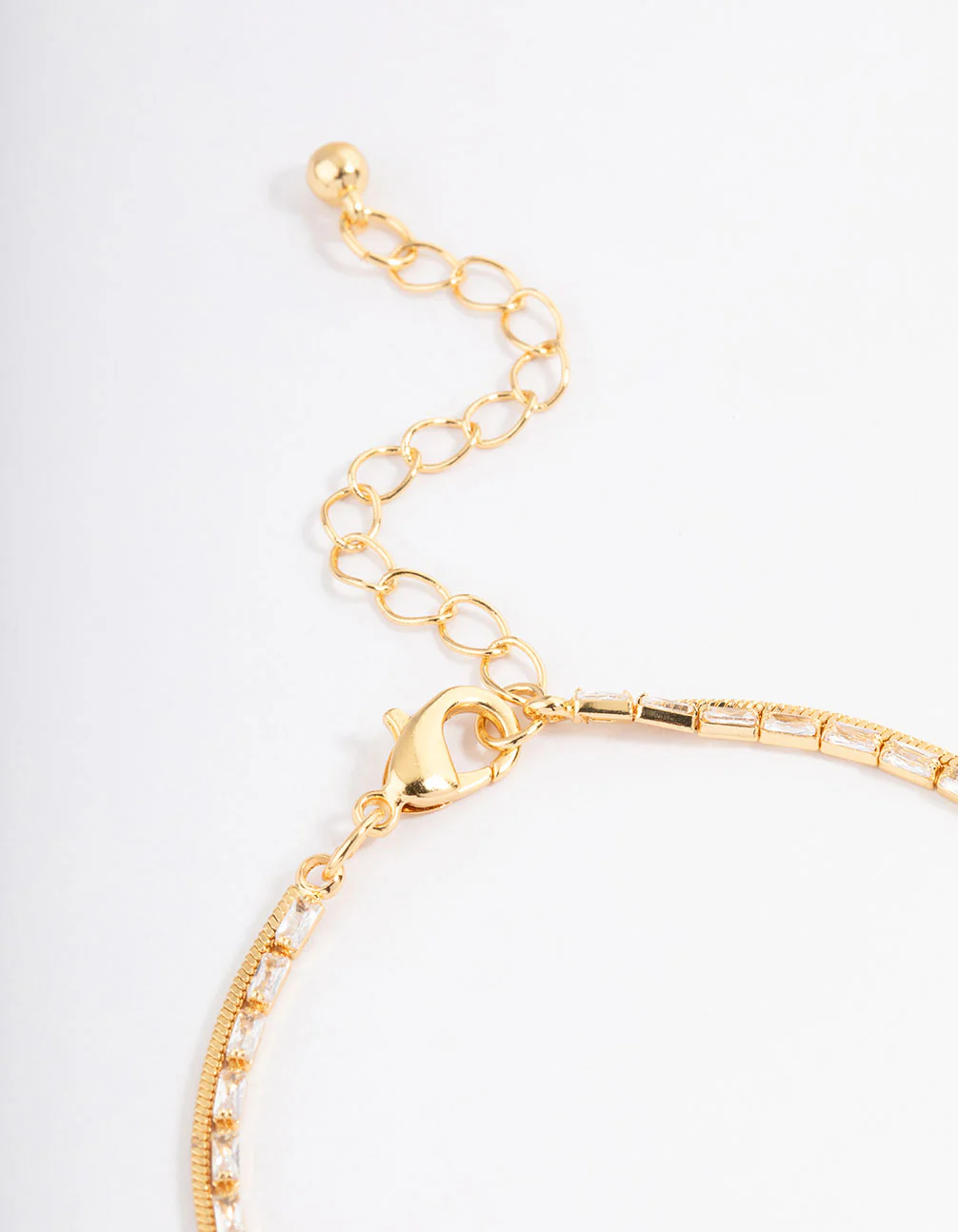 Gold Plated Cubic Zirconia Dainty Baguette Layered Tennis Bracelet - Image 3